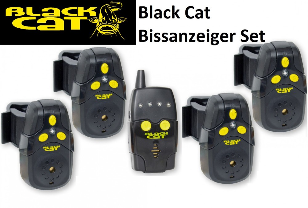 Black Cat Bissanzeiger Set (4 Funkbissanzeiger + 1 Receiver)